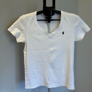 Ralph Lauren White V-Neck Short Sleeve Tee